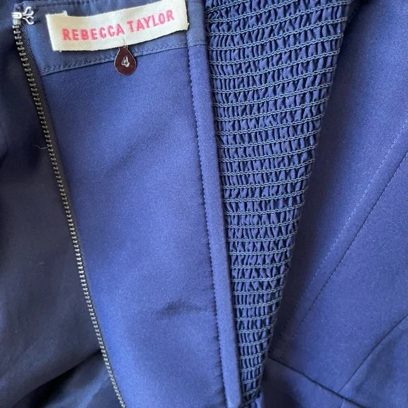 Rebecca Taylor Navy Blue Silk Strapless Cocktail Evening Dress - Sz 4 - Picture 5 of 10